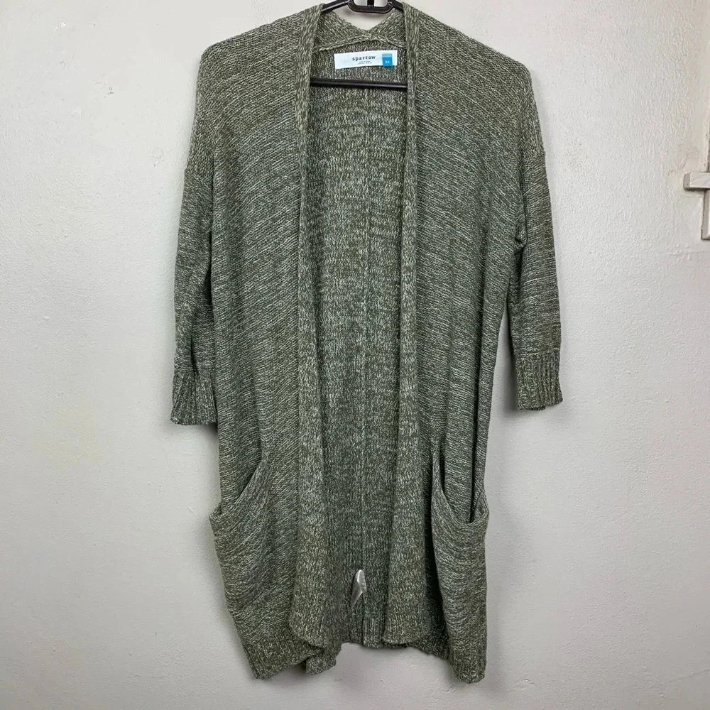Anthropologie Sparrow Cardigan Sweater Open Front Cozy XS Knit Chunky Long Line